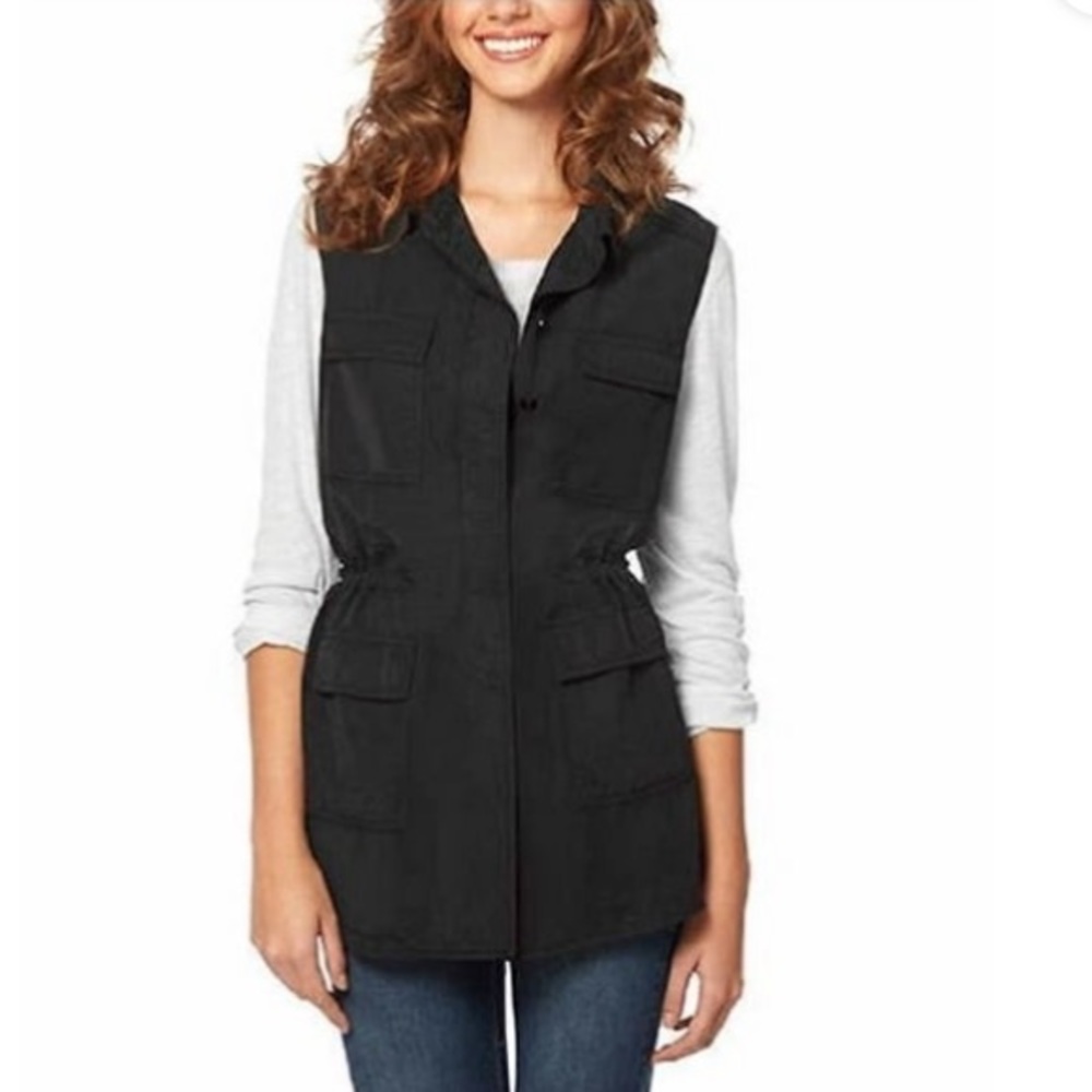 Buffalo David Bitton Lightweight Button Front Vest Black Size XS NWT